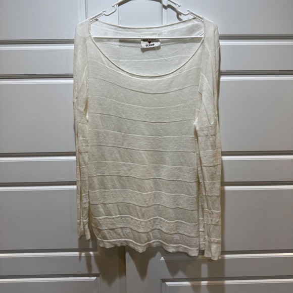Alice‎ + Olivia Scoop Knit Top Lightweight Long Sleeve Cream Size Small - Picture 1 of 7